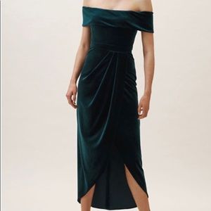 Velvet, off-the-shoulder dress